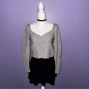 Forever 21 Gray Cable Knit Cropped Sweater